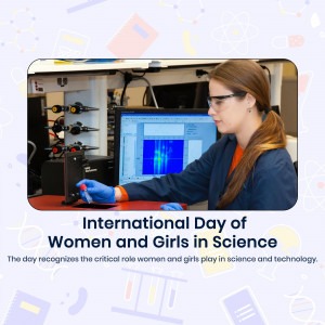A female scientist working in a laboratory with scientific equipment and a computer displaying data.
