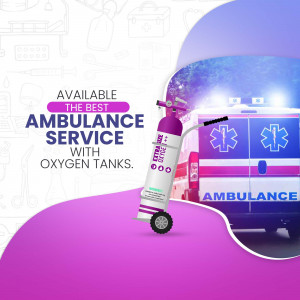 Ambulance with oxygen tank and emergency lights
