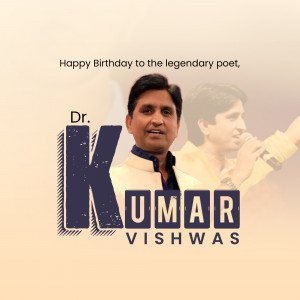 Portrait of Dr. Kumar Vishwas with a large letter 'K' and his name.