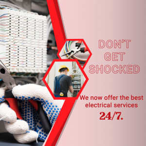 Image of an electrician working on electrical wiring with tools, promoting 24/7 electrical services.