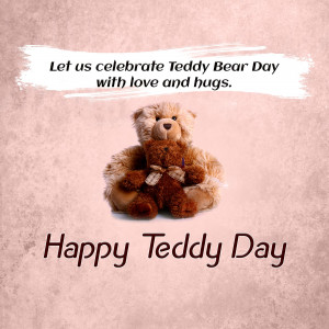 Two teddy bears stacked on top of each other with text celebrating Teddy Bear Day