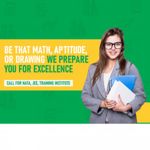 A smiling student holding books with text promoting exam preparation.