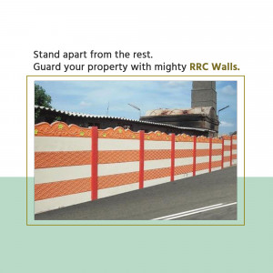 Orange and white striped RRC wall protecting a building