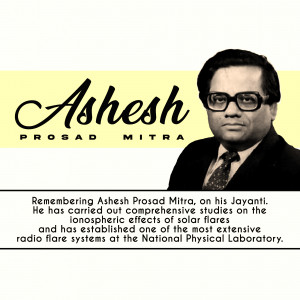 Portrait of Ashesh Prasad Mitra with text commemorating his Jayanti