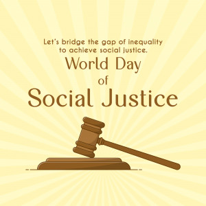 Image promoting World Day of Social Justice with a gavel and text.