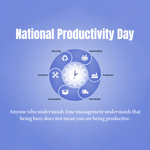 Graphic celebrating National Productivity Day with a circular diagram and text.