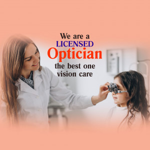 Optician examining a young girl's eyes