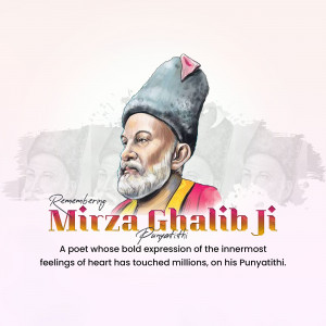Portrait of Mirza Ghalib, a renowned Urdu poet