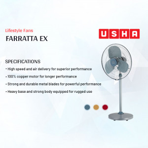 Usha Farratta EX pedestal fan with specifications