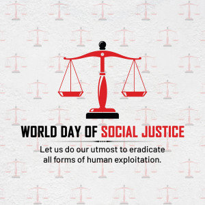 Scales of justice with text 'World Day of Social Justice'