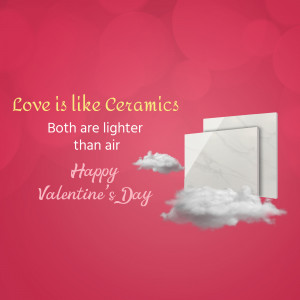 Valentine's Day greeting with ceramics and clouds