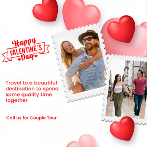 Valentine's Day image featuring a couple and travel destinations