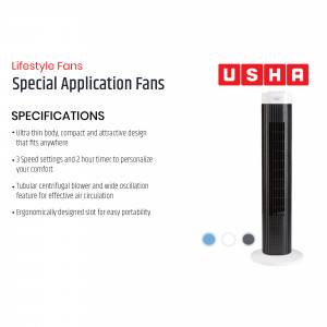 Usha Special Application Tower Fan - Black