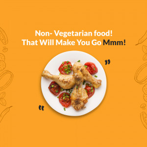 Close-up of fried chicken drumsticks with tomatoes on a white plate against an orange background.