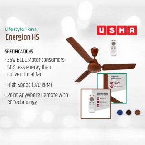Usha Energion HS ceiling fan with remote control and specifications