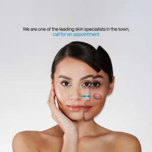 Woman's face split into before and after skin treatment results