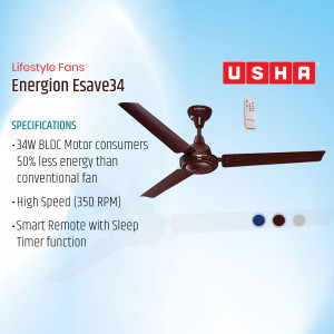 Brown Usha Energion Esave34 ceiling fan with remote control