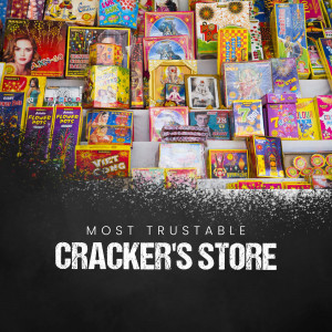 A colorful display of various firecrackers and fireworks boxes in a store.
