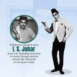 Portrait of I. S. Johar, a versatile Indian actor and comedian.