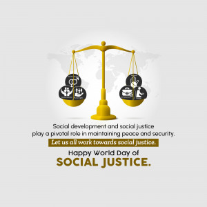 Scales of justice representing social development and equality for World Day of Social Justice.