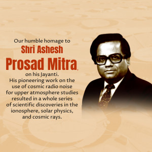 Portrait of Shri Asesh Prasad Mitra with text honoring his Jayanti