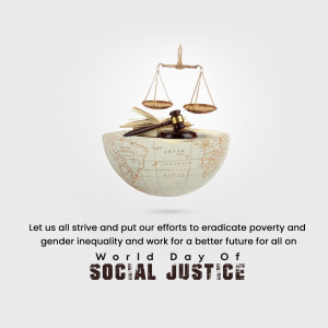 Scales of justice, gavel, and globe representing World Day of Social Justice