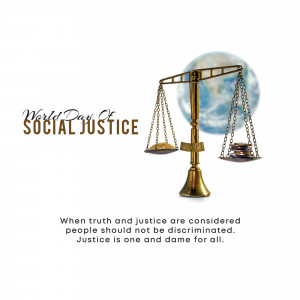 Scales of justice with the Earth in the background, representing fairness and equality.