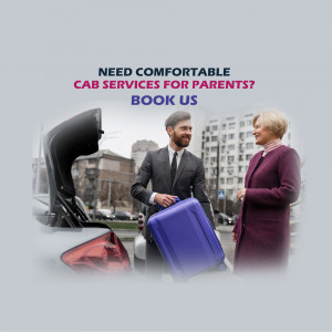 A man assisting an elderly woman with luggage next to a cab.