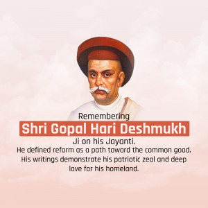 Portrait of Shri Gopal Hari Deshmukh with a commemorative message