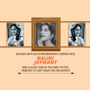Portrait of Nalini Jaywant in a frame with text honoring her Jayanti