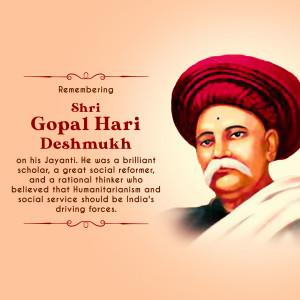 Portrait of Gopal Hari Deshmukh, a social reformer and thinker