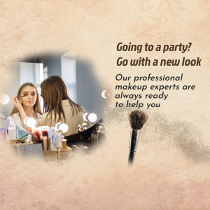 Woman getting professional makeup applied for a party