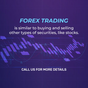 Forex trading graphic with candlestick chart and text