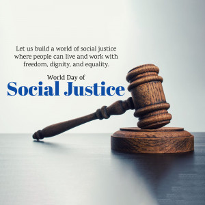 Gavel and block with text 'World Day of Social Justice'