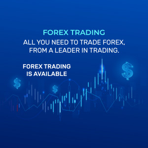 Forex trading graphic with charts and currency symbols