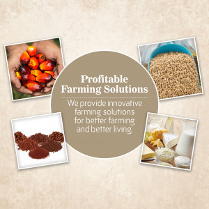 Collage of farm produce with text 'Profitable Farming Solutions'