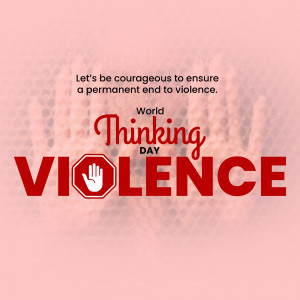 Image promoting World Thinking Day with a message against violence.