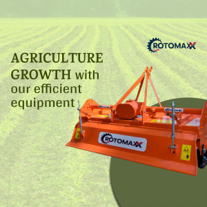 Rotomax agricultural tiller machine in a field