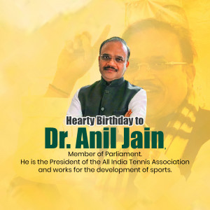 Portrait of Dr. Anil Jain with birthday greetings