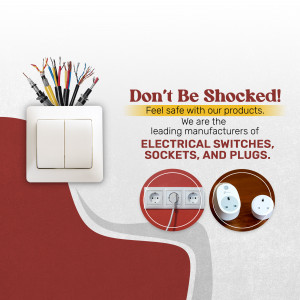 Image of electrical switch, wires, sockets and plugs with text 'Don't Be Shocked!'