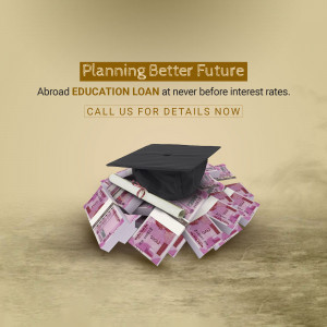 Image depicting education loan with graduation cap and money