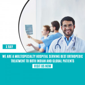 Doctor examining an X-ray with medical team in a hospital setting