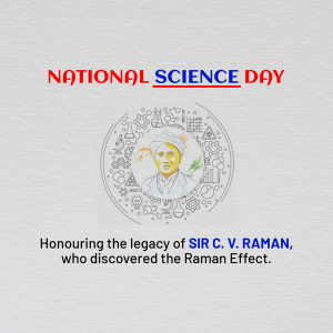 National Science Day graphic featuring C.V. Raman