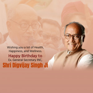 Portrait of Digvijay Singh Ji with birthday greetings