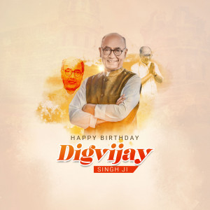 Portrait of Digvijay Singh with a birthday greeting