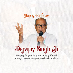 Portrait of Digvijay Singh with birthday greetings