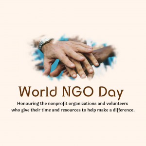 Hands coming together with World NGO Day text