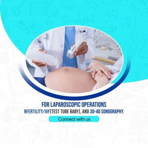 Doctor performing an ultrasound on a pregnant patient for laparoscopic operations and fertility treatment.