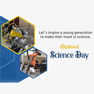 National Science Day graphic with robotics imagery