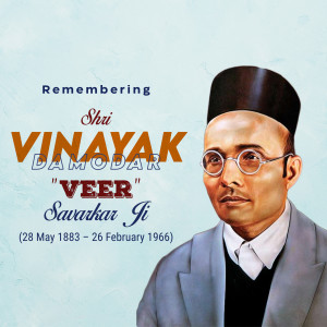 Portrait of Vinayak Damodar Savarkar, an Indian politician, writer, and Hindu nationalist.